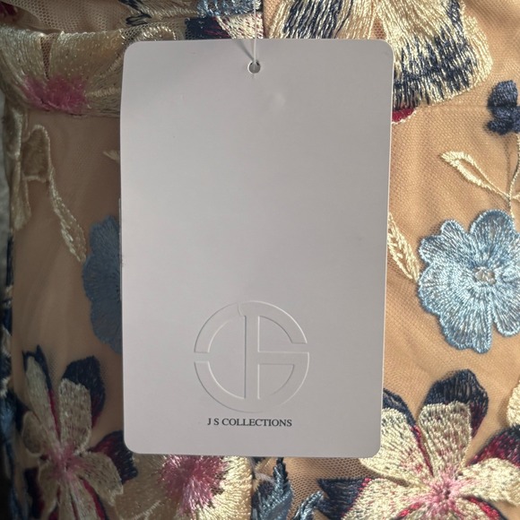 JS Collections Magnolia Pleat-Sleeve Floral Gown Rose Gold Multi Size 2 - Picture 11 of 15